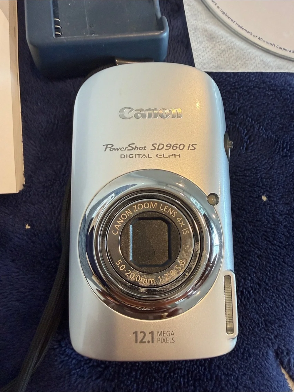 Canon Silver Compact Digital Camera with Manuals & Charger